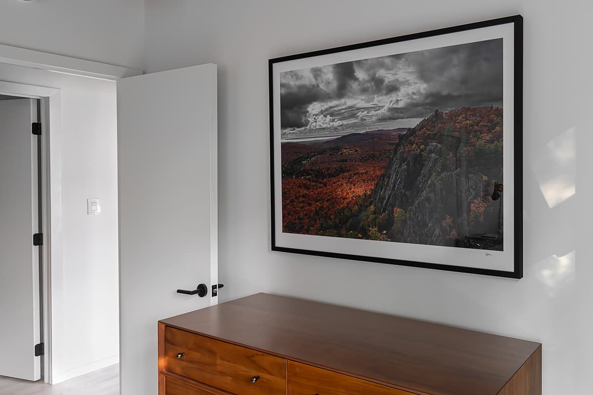 framed print in bedroom